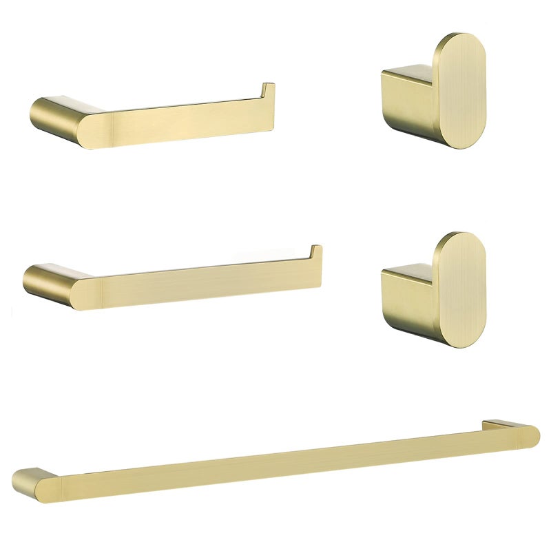 RANDOM Brushed Gold Towel Bar Set 5 Piece Bathroom Hardware Set Include 9.8/23.6 Inch Towel Holder Toilet Paper Holder and 2 Towel Hooks Stainless Steel Bathroom Accessories Kit Wall Mount - Image 1